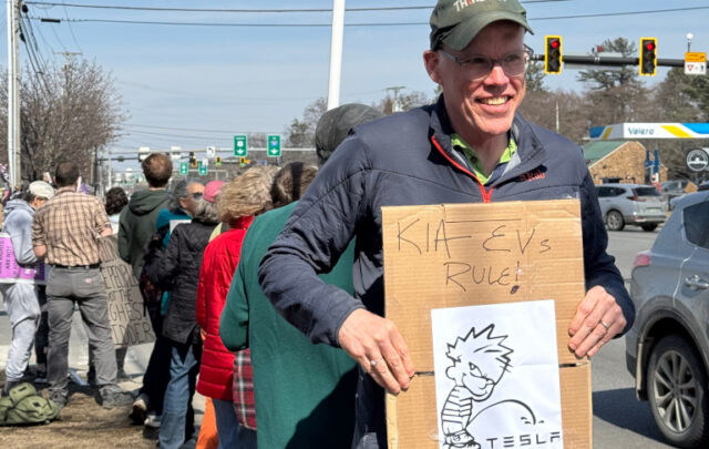 Bill McKibben at anti-Tesla demo