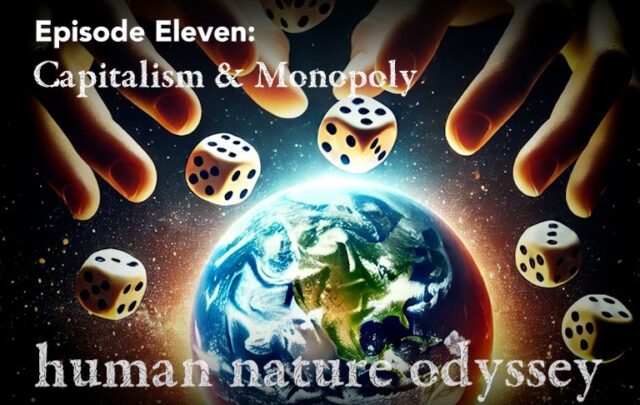 Fingers throwing dice above the Earth.